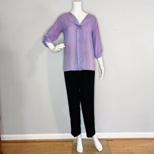 Everly Three Quarter-Sleeve Purple Blouse